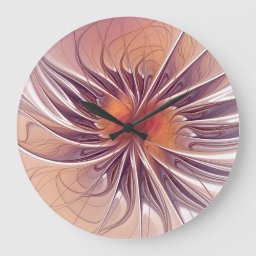 Soft and tenderness fractal fantasy flowers large clock