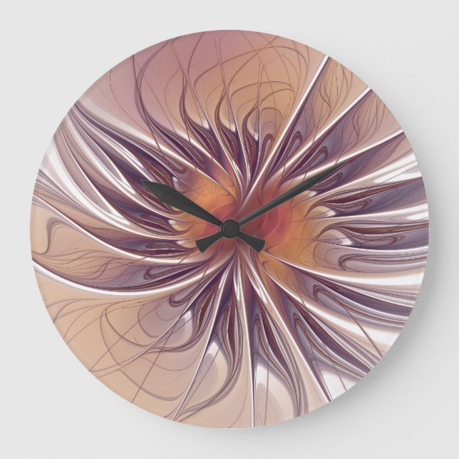 Soft and tenderness fractal fantasy flowers large clock (Front)