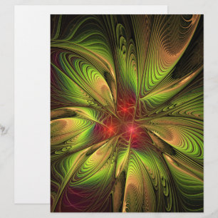 Soft and tenderness fractal fantasy flowers letterhead