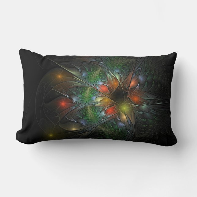 Soft and tenderness fractal fantasy flowers lumbar pillow (Front)
