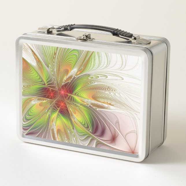 Soft and tenderness fractal fantasy flowers  metal lunch box (Front)