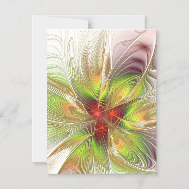 Soft and tenderness fractal fantasy flowers metal  magnetic invitation (Front)