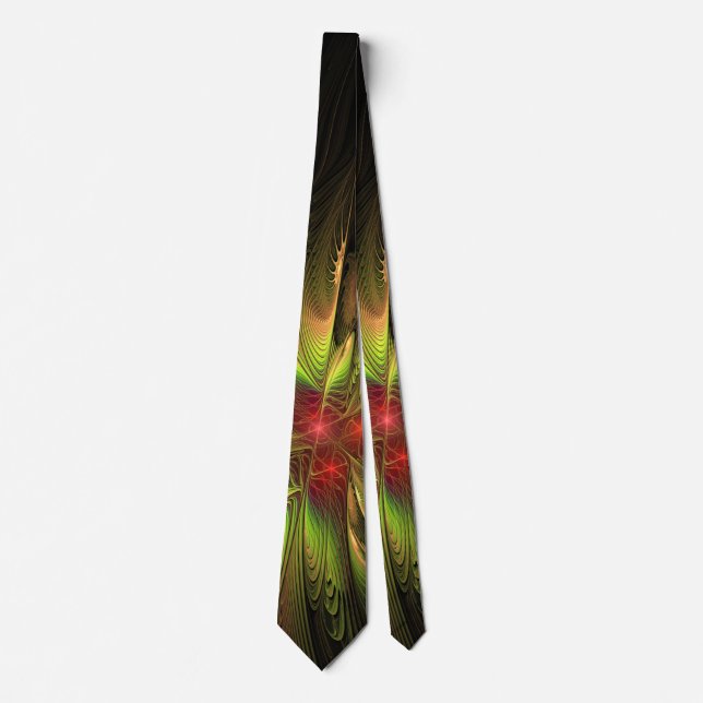 Soft and tenderness fractal fantasy flowers neck tie (Front)