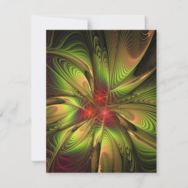 Soft and tenderness fractal fantasy flowers note card (Front)