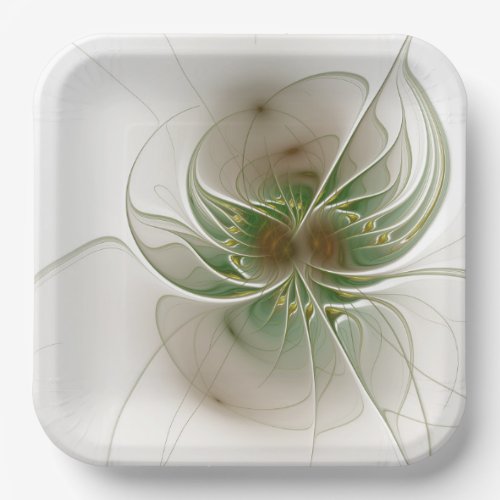 Soft and tenderness fractal fantasy flowers  paper plates