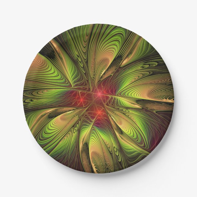 Soft and tenderness fractal fantasy flowers  paper plates (Front)