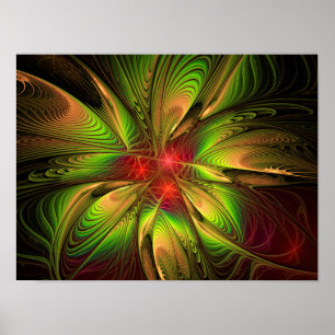 Soft and tenderness fractal fantasy flowers poster