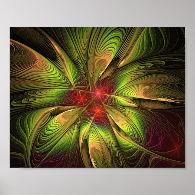 Soft and tenderness fractal fantasy flowers poster (Front)