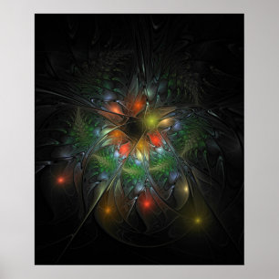Soft and tenderness fractal fantasy flowers  poster