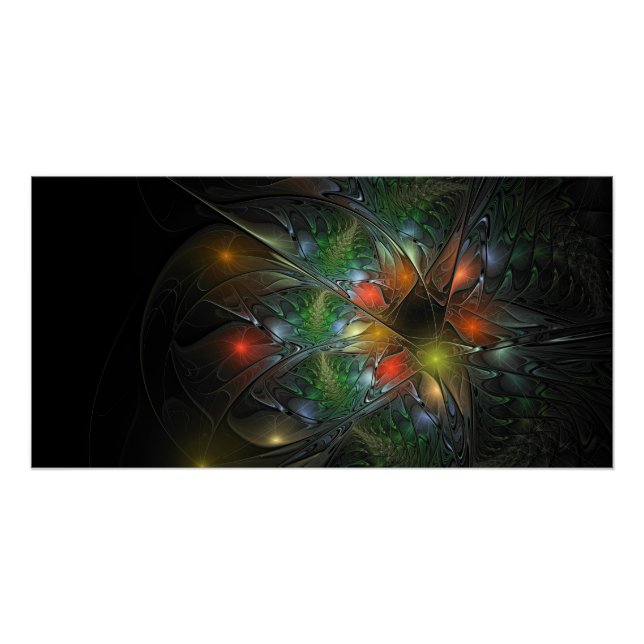 Soft and tenderness fractal fantasy flowers  poster (Front)