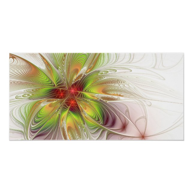 Soft and tenderness fractal fantasy flowers poster (Front)