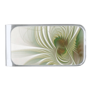 Soft and tenderness fractal fantasy flowers silver finish money clip