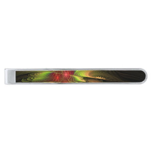 Soft and tenderness fractal fantasy flowers silver finish tie bar