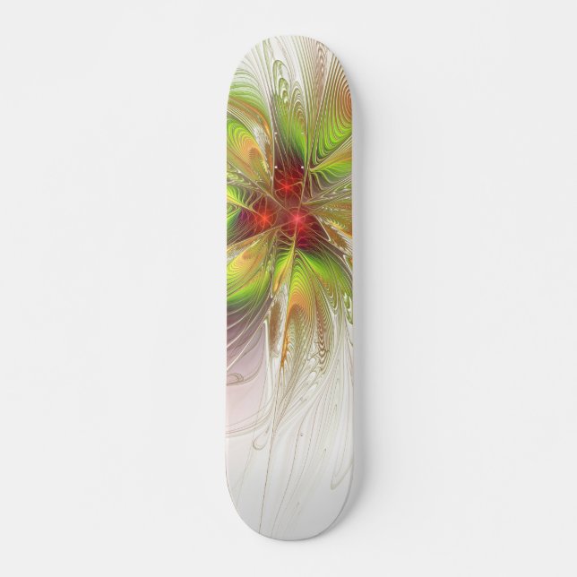 Soft and tenderness fractal fantasy flowers skateboard (Front)