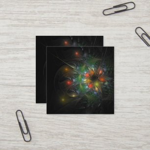 Soft and tenderness fractal fantasy flowers square business card