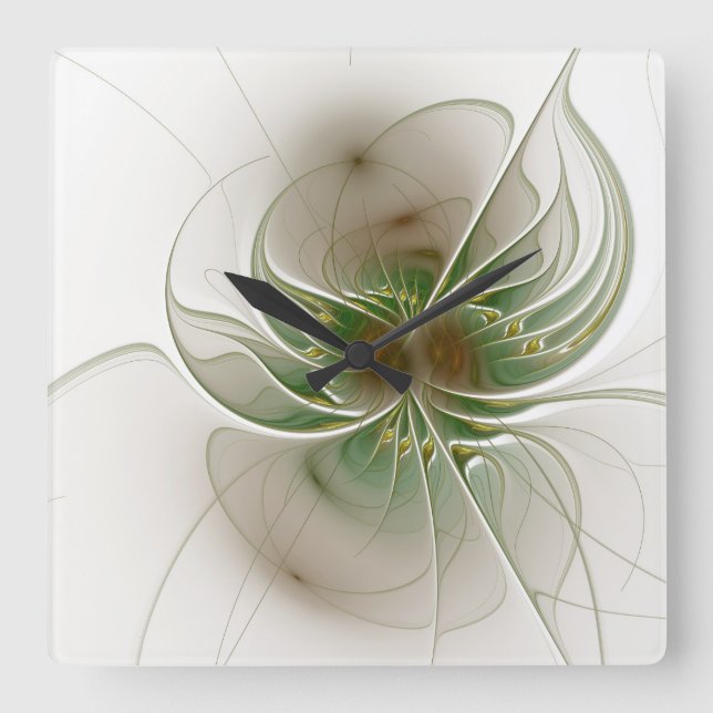 Soft and tenderness fractal fantasy flowers square wall clock (Front)