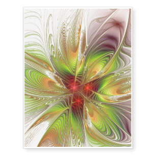 Soft and tenderness fractal fantasy flowers temporary tattoos