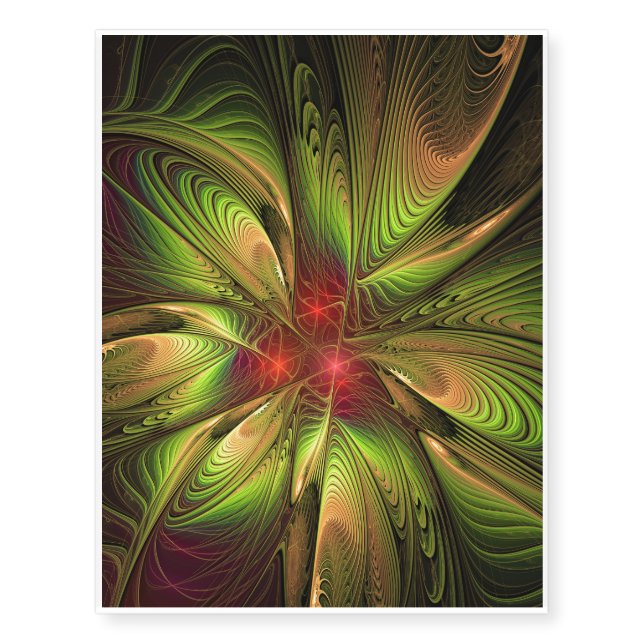 Soft and tenderness fractal fantasy flowers temporary tattoos (Front)