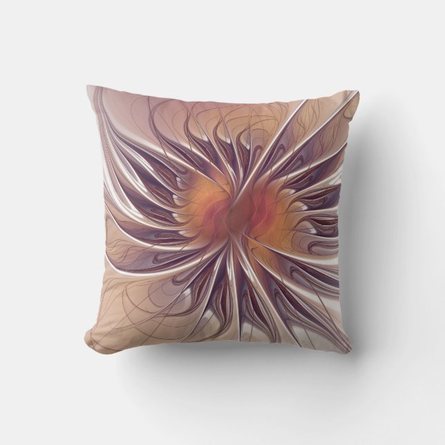 Soft and tenderness fractal fantasy flowers throw pillow (Front)