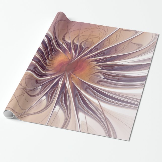 Soft and tenderness fractal fantasy flowers wrapping paper (Unrolled)