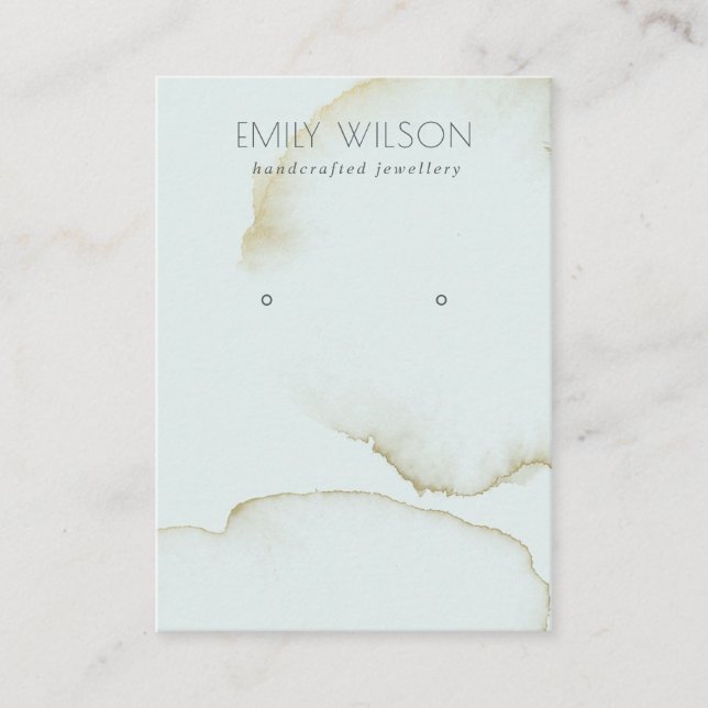 SOFT AQUA BLUE GOLD ABSTRACT EARRING DISPLAY LOGO BUSINESS CARD (Front)