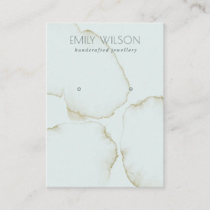 SOFT AQUA BLUE GOLD ABSTRACT EARRING DISPLAY LOGO BUSINESS CARD