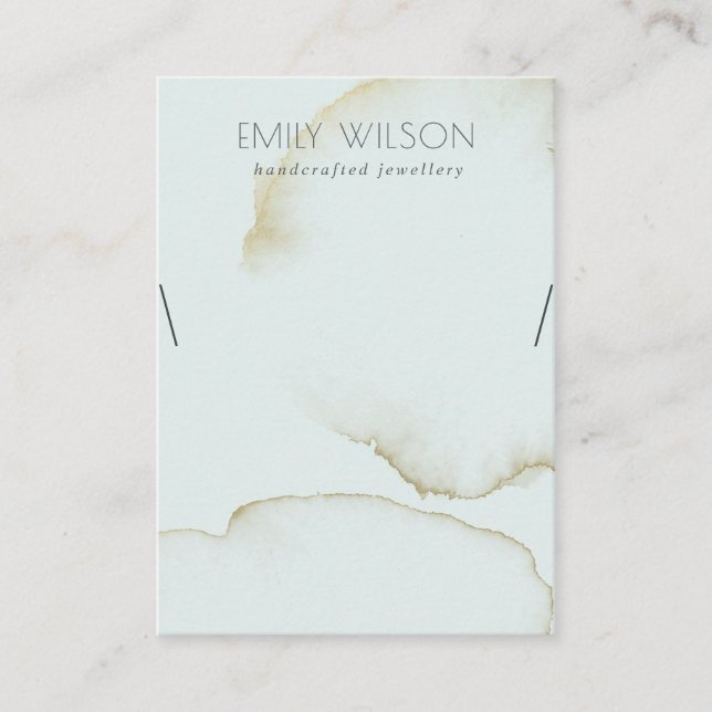 SOFT AQUA BLUE GOLD ABSTRACT NECKLACE DISPLAY LOGO BUSINESS CARD (Front)