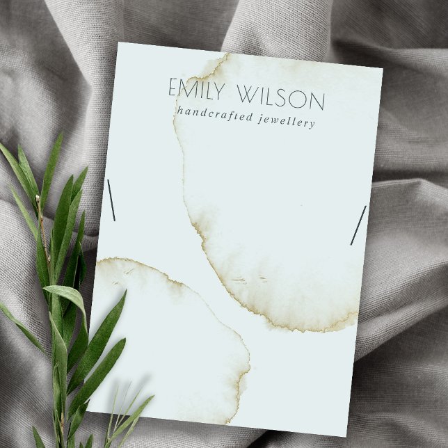 SOFT AQUA BLUE GOLD ABSTRACT NECKLACE DISPLAY LOGO BUSINESS CARD (Creator Uploaded)