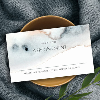 Soft Aqua Blue Gold Watercolor Beachy Appointment  Business Card by YellowFebPaperie at Zazzle