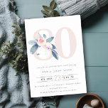 SOFT AQUA BLUSH BLUE FLORAL 80TH ANY AGE BIRTHDAY INVITATION<br><div class="desc">If you need any further customisation or any other matching items,  please feel free to contact me at yellowfebstudio@gmail.com</div>