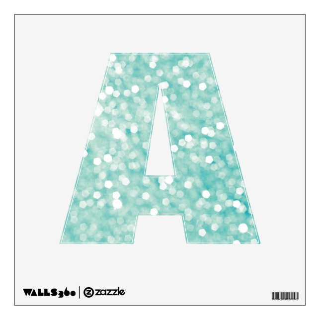 Soft Aqua Bokeh Lights Glitter Sparkles Wall Decal (Front)