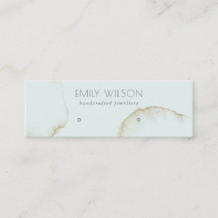 SOFT AQUA GOLD ABSTRACT STUD EARRING DISPLAY LOGO MINI BUSINESS CARD