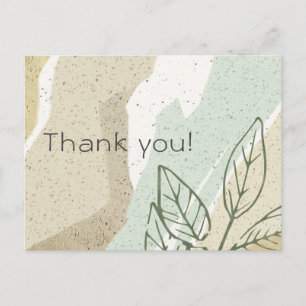 SOFT AQUA GREY MODERN ABSTRACT ART WAVES THANK YOU POSTCARD