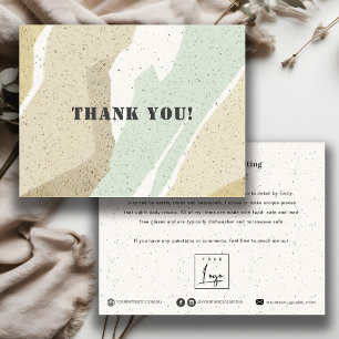 SOFT AQUA GREY MODERN ABSTRACT ART WAVES THANK YOU POSTCARD