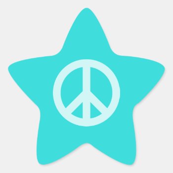 Soft Aqua Peace Symbol Star Sticker by peacegifts at Zazzle