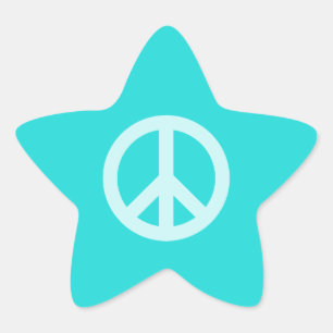 Soft Aqua Peace Symbol Star Sticker