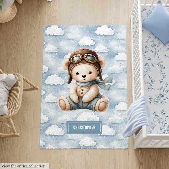 Soft Area Rug Teddy Bear Pilot Baby Boy Nursery (Soft Area Rug Teddy Bear Pilot Baby Boy Nursery)