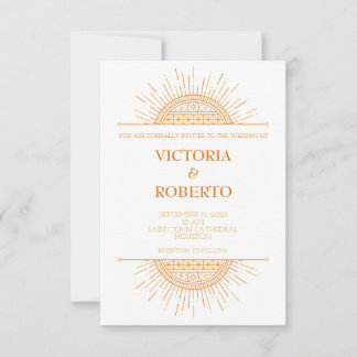 Soft art deco wedding invitation