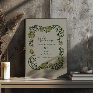 Soft Art nouveau floral wedding welcome sign