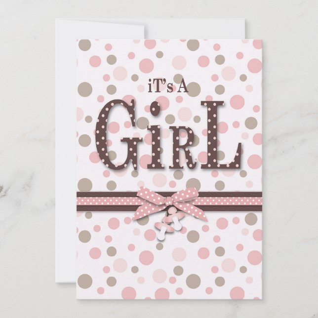 Soft as a Teddy Bear Girl Invitation Card (Front)