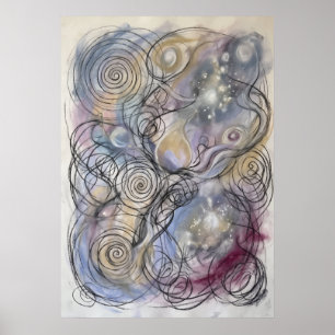 Soft Aura Spirit Spiral Drawing Poster