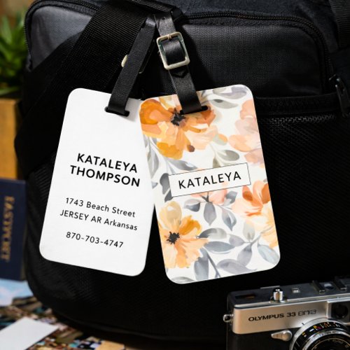 Soft Autumn Floral Personalized  Luggage Tag