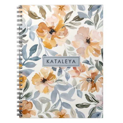 Soft Autumn Floral Personalized Notebook
