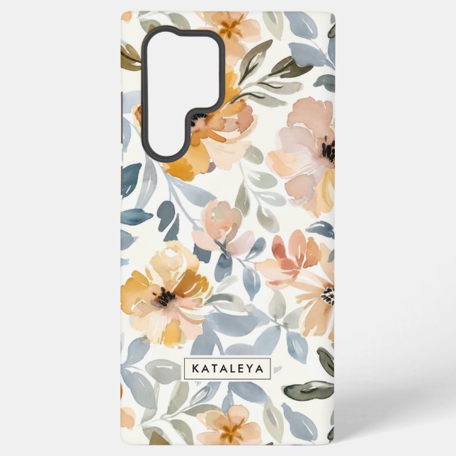 Soft Autumn Floral Personalized Samsung Galaxy Case (Back)