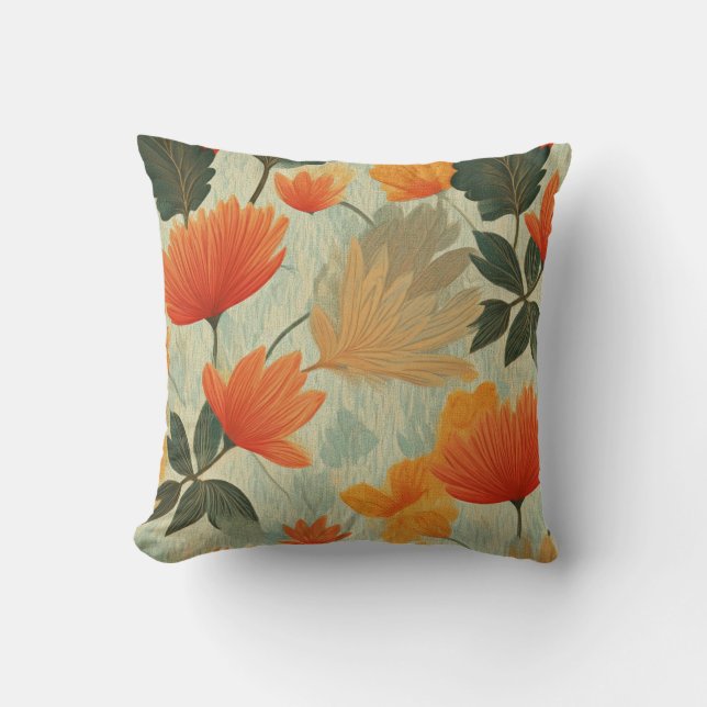 Soft Autumn Garden Throw Pillow (Front)