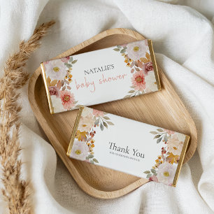 Soft Autumn Spring Floral Baby Shower Candy Hershey Bar Favors