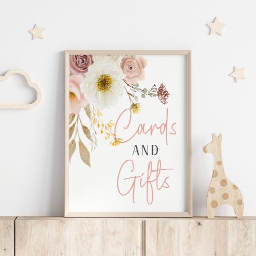 Soft Autumn Spring Floral Baby Shower Cards Gifts Poster