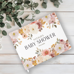 Soft Autumn Spring Floral Baby Shower Foil Guest Book