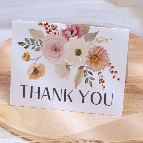 Soft Autumn Spring Floral Baby Shower Letterpress Thank You Card