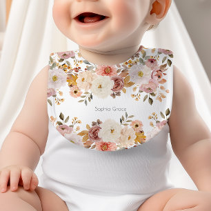 Soft Autumn Spring Floral Baby Shower Nursery Gift Bib